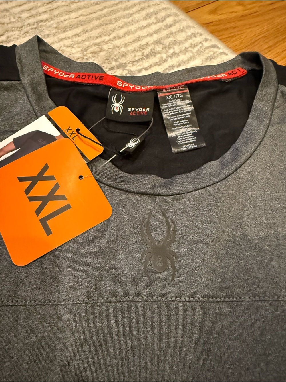 Spyder Active Black and Orange Performance Tee - XXL